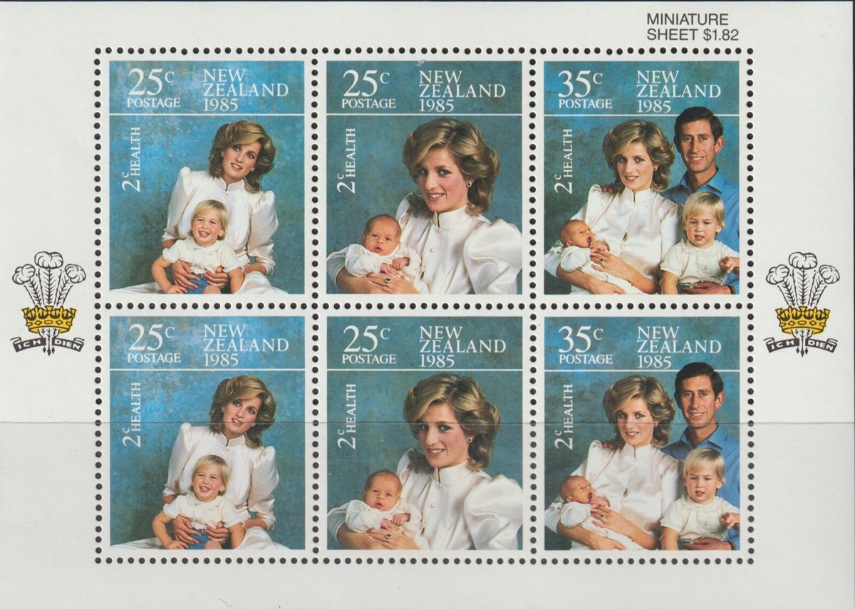 ダイアナ妃・英国王室記念切手 1985 New Zealand 10枚 New Zealand 1985 Souvenir Sheet #B123a Health (Princess Diana