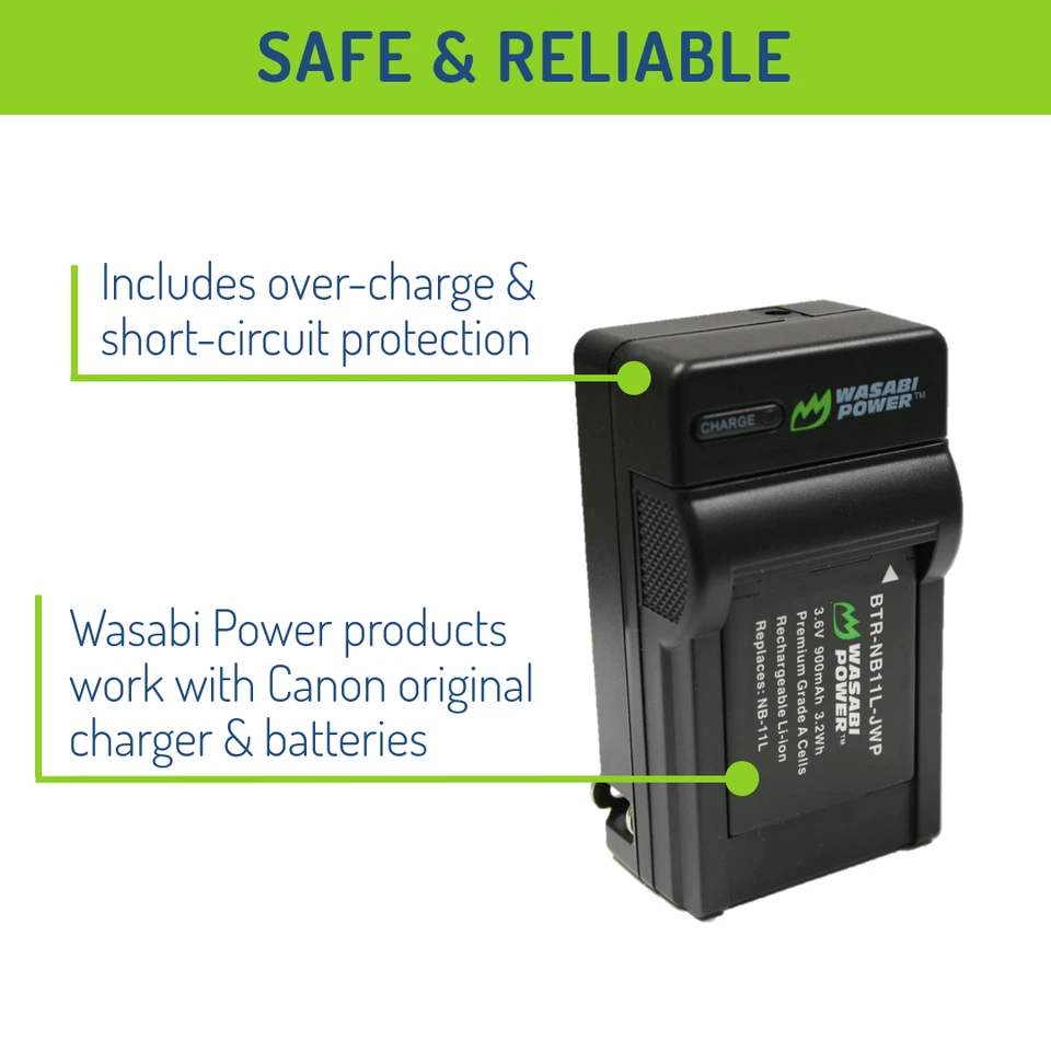 Batería Wasabi Power (paquete de 2) y cargador para Canon NB-11L, NB-11LH Foto 4 de 4