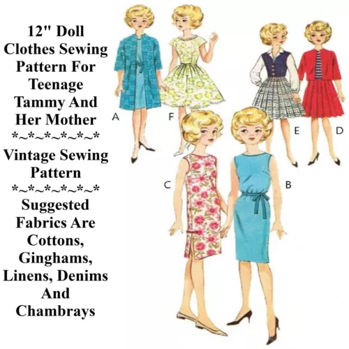 12" Tammy & Her Mother Vintage Doll Clothes Sewing Pattern