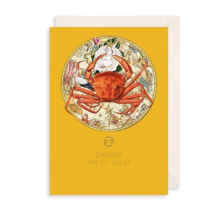 Cancer Birthday Card Zodiac Star Sign Horoscope - Illustrated Greeting Card