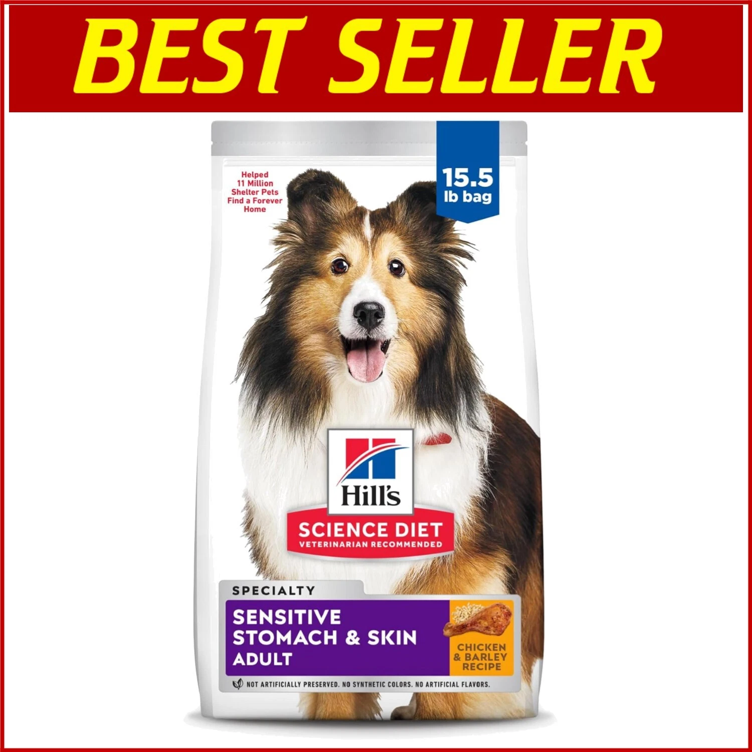 Sensitive Stomach & Skin Dog Food - Chicken Recipe, 15.5 lb for Adults 1-6