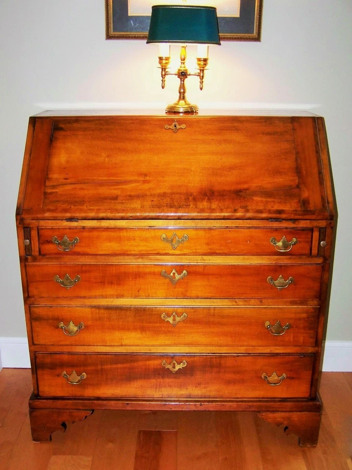 18th Century Wood Desk New England Drop-Front Stunning Patina from Salem MA - Image 3 of 4