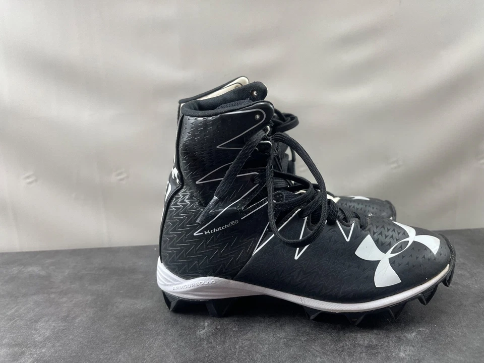 Under Armour Football Cleats Kids Youth 1Y  Highlights Shoes Black BaseBall - Image 2 of 4