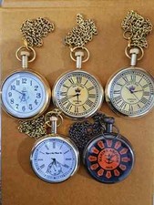Lot of 5 Watch elgin vintage pocket Collectible Antique Brass Pocket Watch GIFT