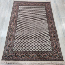 Vintage 4 x 6 Hand Knotted Rug 100% Wool Mir Paisley Beige Brown Oriental Carpet