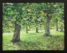 In the Park, Acrylic painting, Original, Canvas panel, With frame 