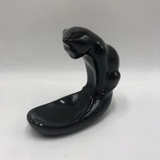 Vintage Pelzman Vandor Black Cat Kitty Trinket Soap Dish Fish Bowl Holder 1991