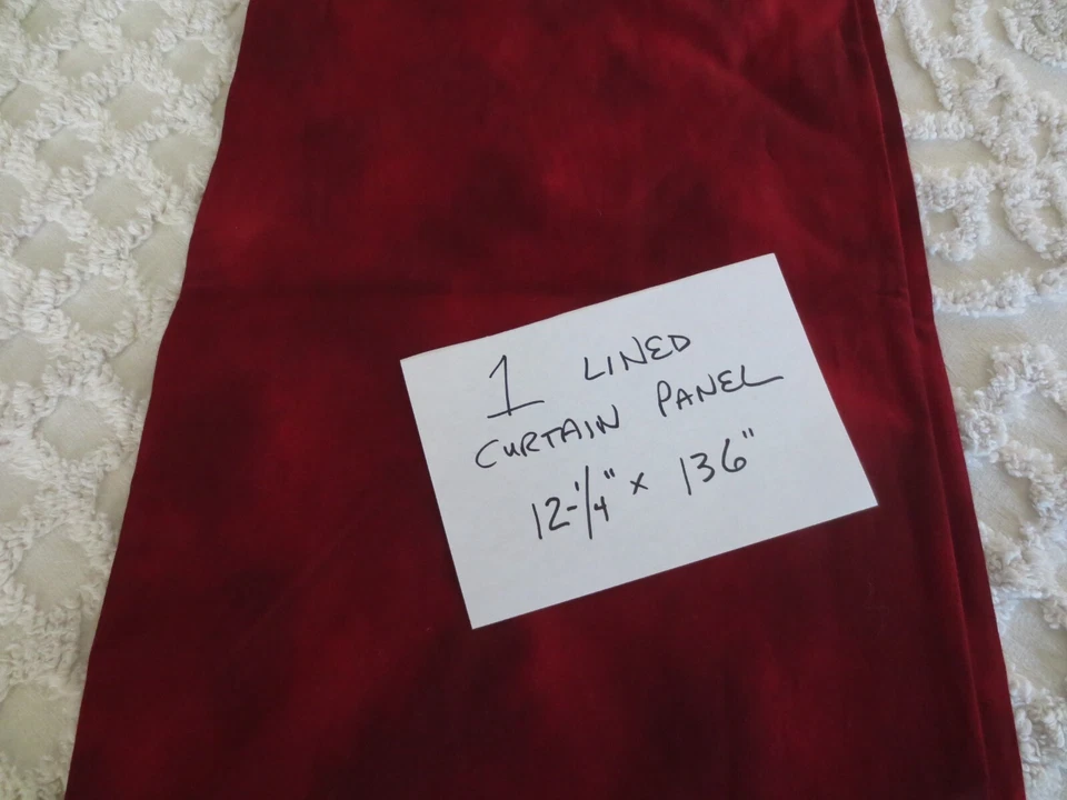 Handmade LINED Coordinating DEEP RED DRAPERY ROD PANEL/SWAG - 14-1/4" x 136" - Image 4 of 4