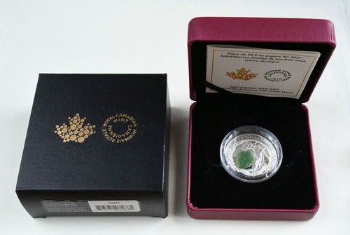 2017 Canada $20 Brilliant Birch leaves with Drusy Stone 99.99% Fine Silver Coin - Picture 12 of 15