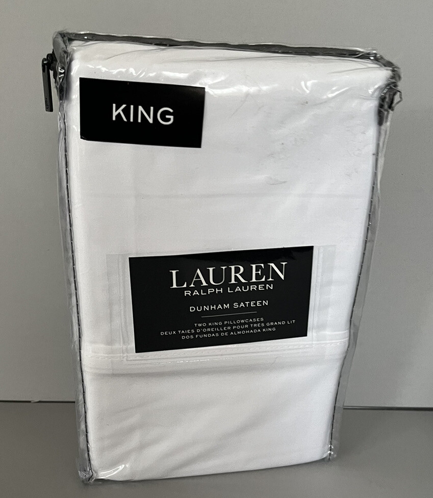 Ralph Lauren 2PC King Cotton Dunham Sateen Pillowcases White