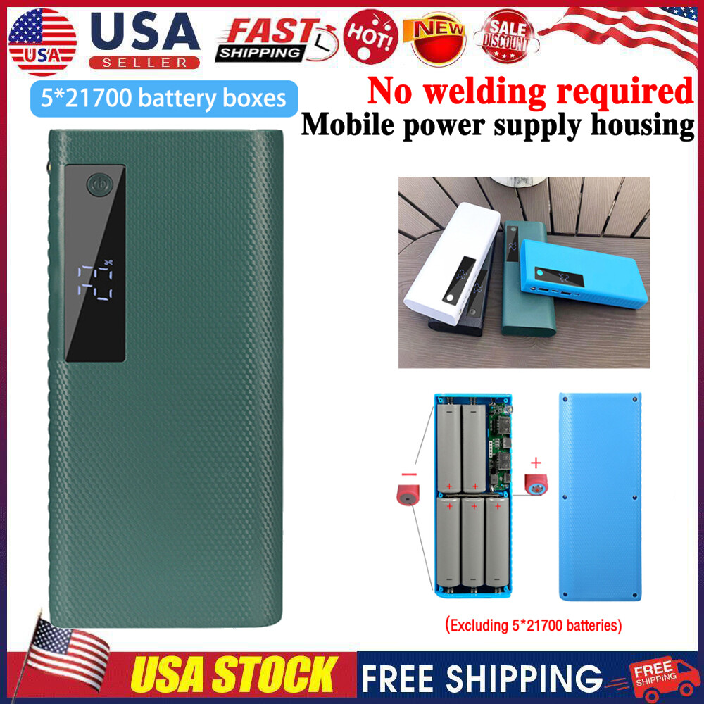 5V DIY Detachable 5x21700 Battery Case LCD Power Bank Shell Charger Box