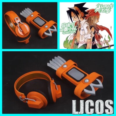 Shaman King Yoh Asakura Cosplay Earphone +Hand Armor +Necklace Halloween Props 