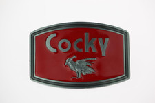 Cocky Pewter Finish Metal Belt Buckle
