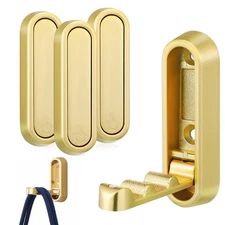 iplusmile 4Pcs Folding Coat Hooks - Wall Mount Golden Invisible Hanger for To...