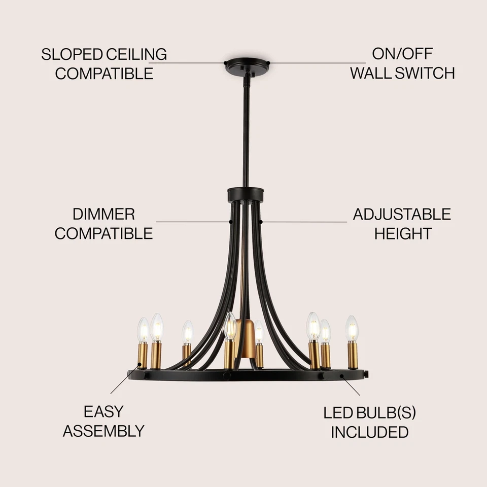 Candelabro moderno de transição JYL7506A Urbanna 27" 9 luzes ferro ajustável, ... - Imagem 3 de 4