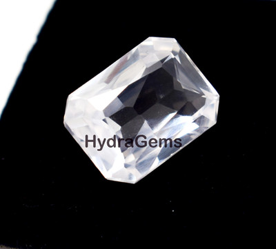 12 Carat Natural White Sapphire Emerald Cut Sri Lankan Sapphire Loose Gemstone