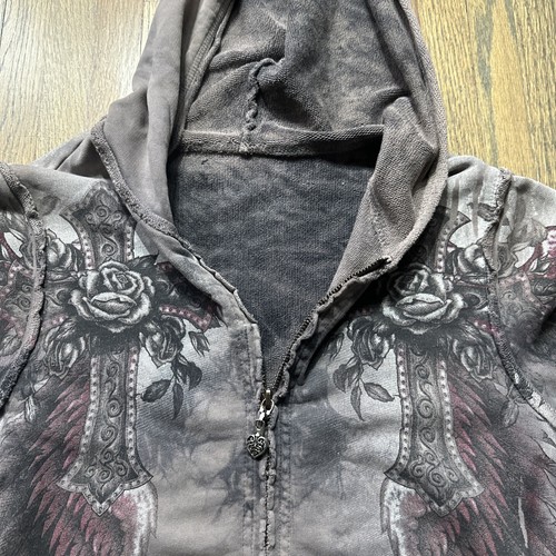 Sudadera con Capucha Y2K Alas Cruz Para Mujer Talla M Con Capucha Cyber Grunge Emo Pecaminoso Estrás - Imagen 6 de 18