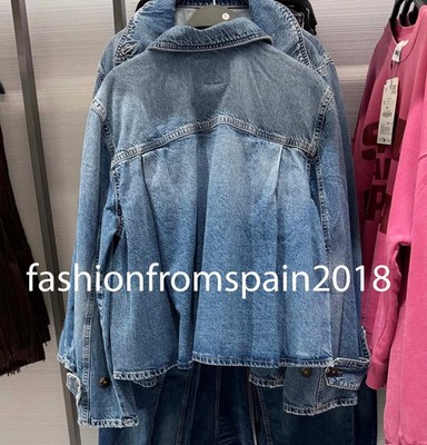 ZARA NEW WOMAN WASHED TRF HIGH COLLAR DENIM JACKET BLUE XS-XXL
