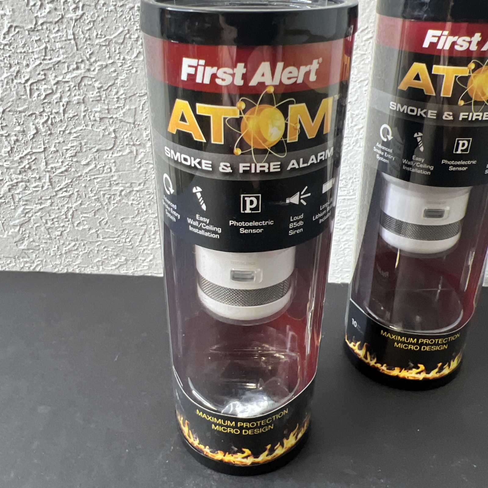 First Alert ATOM Smoke & Fire Alarm 10 Year Maximum Protection New 2 Pack