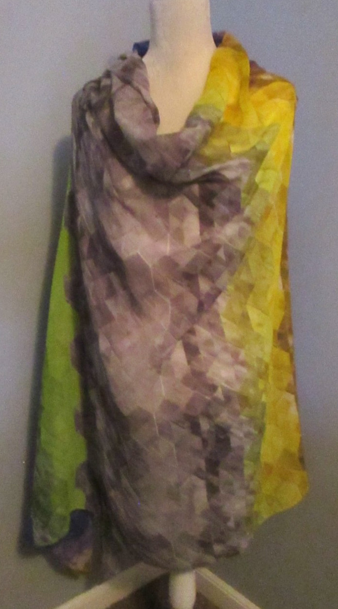 Multicolor Sheer Geometric Pattern Large Rectangu… - image 2