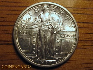 1917 P Type 1 Standing Liberty Quarter Uncirculated FH Full Head Monster Scarce!