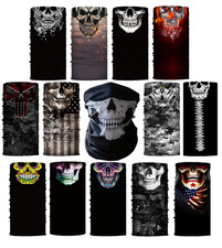 Skeleton Mask Skull Face Mask Hood Biker Face and Neck Cover White Bone