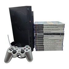 Sony PlayStation 2 Fat PS2 Console Flip-Top Swap Magic Shell 13 Games Silver Pad
