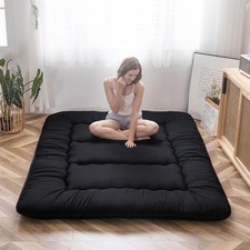 Japanese Floor Futon Mattress, Thicken Tatami Sleeping Pad Roll Up Double