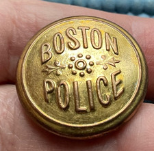 Antique Vtg Metal Uniform Button - Boston Police - D Evans & Co Attleboro Mass