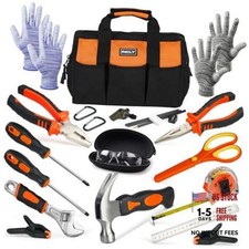 24 PCS Kids Real Tool Set with Tool Bag, Small Real Hand Tools Kit Orange
