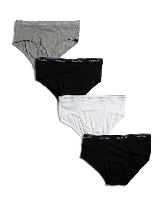 Calvin Klein 4 Pack Classic Fit Cotton Underwear Hip Briefs Black White Gray
