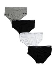 Calvin Klein 4 Pack Classic Fit Cotton Underwear Hip Briefs Black White Gray