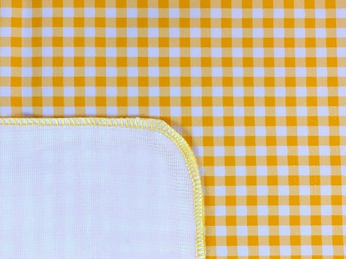 Alux Gingham Oilcloth Tablecloth - 55 x 70 Inch Rectangle, Yellow, White - Picture 5 of 6