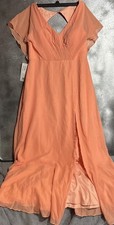 Azazie Sunset Peach Bridesmaid Dress US 14 NWT Formal Maxi Gown Mother Of Bride