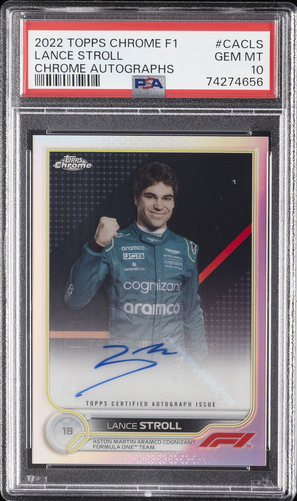 2022 TOPPS CHROME FORMULA 1 CHROME AUTOS #CACLS LANCE STROLL PSA 10 AUTO