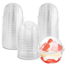 Jnnzzggu 50 Pack 9 oz Clear Plastic Dessert Cups with Dome 50 9OZ, 