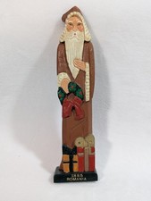 Old World Santa Figure Carved Wood Hand Painted ROMANIA 1885 12” Tall Vintage