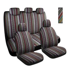Baja Saddle Blanket Car Seat Covers Full Set Breathable Striped Woven 10 Pcs Baja Saddle Blanket Car Seat Covers Full Set Breathable Striped Woven 10 Pcs