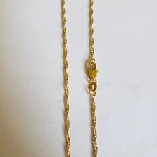Stamped 18K Yellow Gold Plated Chain Necklace 1.2mm 16-24 Inch Long Pretty Gift