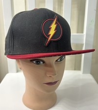 THE FLASH  DC Comics Hat Cap Snap Back Adjustable Black Red Lightning Bolt