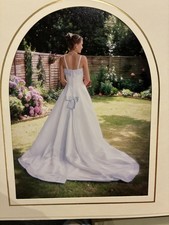 Ian Stuart Wedding Dress – Silver/Blue Beaded Detailing & Long Train