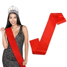 1-Pack Blank Satin Sash, 3.8 Inch Party Sash for Birthday/DIY Red 