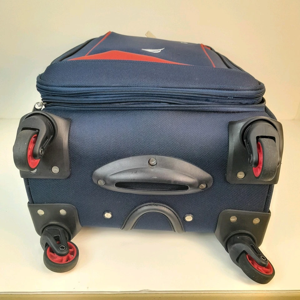 NAUTICA 22 polegadas azul vermelho expansível logotipo impressão estojo macio transporte LEIA - Imagem 4 de 4