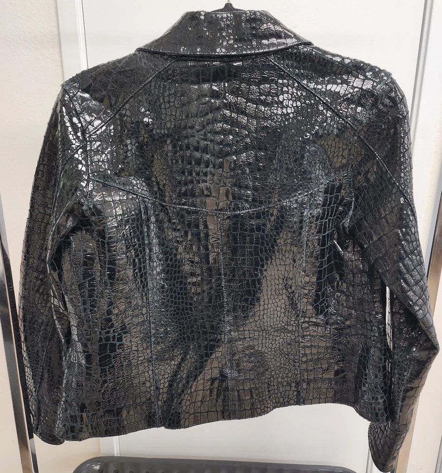 Chaqueta de cuero vintage Berek 2 cocodrilo en relieve talla PS pequeña Foto 2 de 4