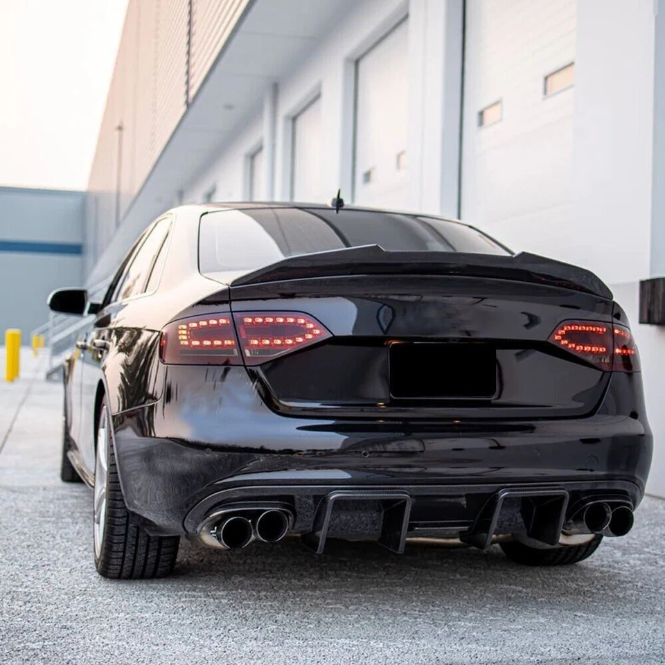Подходит для Audi S4 B8 седан 2008-2012 реальный углерод задний бампер кромка диффузор спойлер - Изображение 3 из 4