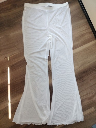 Neu Wild Fable Damen Netz hohe Taille Schlag Überwurf Hose weiß Größe Large - Bild 3 von 7