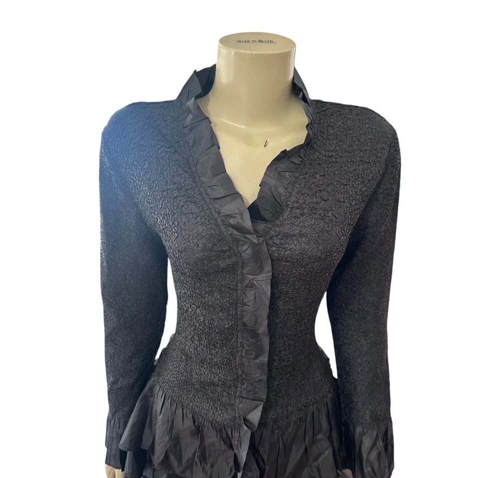 Top Jerry T para mujer con botones arrugados talla XL oscuro Mori Strega Lagnelook negro Foto 4 de 4