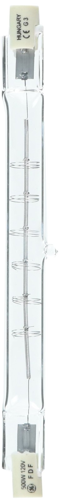 GE 23735 500W Halogen Lamps, Q500T3/4CL, R7s base, C-8 Filament