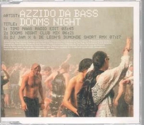 Azzido da Bass Dooms Night CD Germany Club Tools 2000 timo maas radio edit b/w