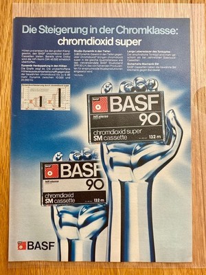 BASF SM 90 Cassette Chromdioxid Super Tape MC 1979 Vintage Ad Werbung Reklame
